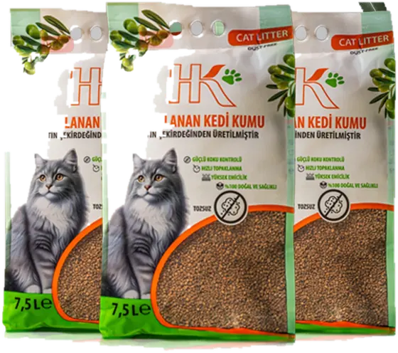 Zeytin Çekirdeği Kedi Kumu 7,5 L × 3